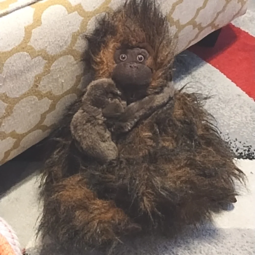 Plush Hairy Gorilla with Baby Stuffed Animal Toys monkey brown